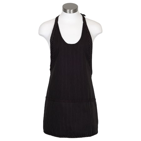 Deltaplus Bib Apron, Scoop Neck, F27, Black Pinstripe 25012